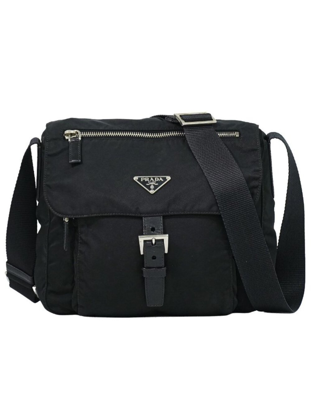 Prada Nylon Shoulder Bag Pochette Black